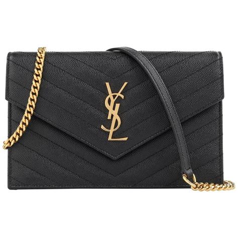 monogram ysl chevron quilted wallet on chain black|ysl envelope wallet on chain.